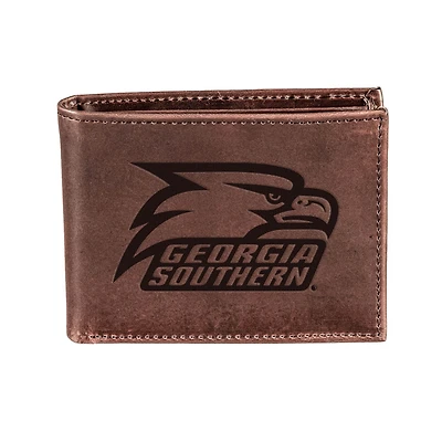 Brown Georgia Southern Eagles Bi-Fold Leather Wallet