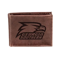 Brown Georgia Southern Eagles Bi-Fold Leather Wallet