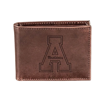 Brown Appalachian State Mountaineers Bi-Fold Leather Wallet