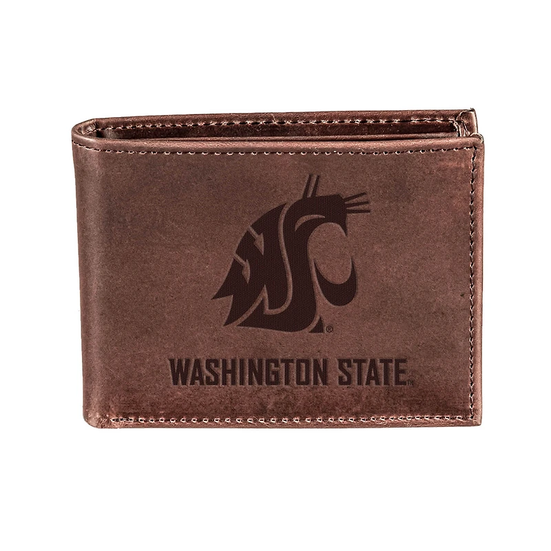 Brown Washington State Cougars Bi-Fold Leather Wallet