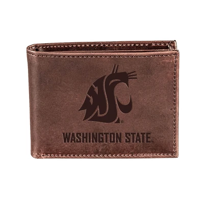 Brown Washington State Cougars Bi-Fold Leather Wallet