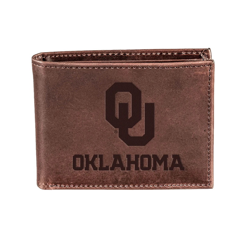 Brown Oklahoma Sooners Bi-Fold Leather Wallet