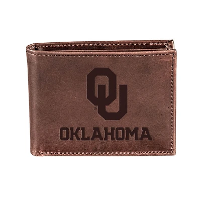Brown Oklahoma Sooners Bi-Fold Leather Wallet
