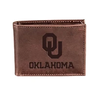 Brown Oklahoma Sooners Bi-Fold Leather Wallet