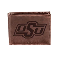 Brown Oklahoma State Cowboys Bi-Fold Leather Wallet