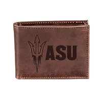 Brown Arizona State Sun Devils Bi-Fold Leather Wallet