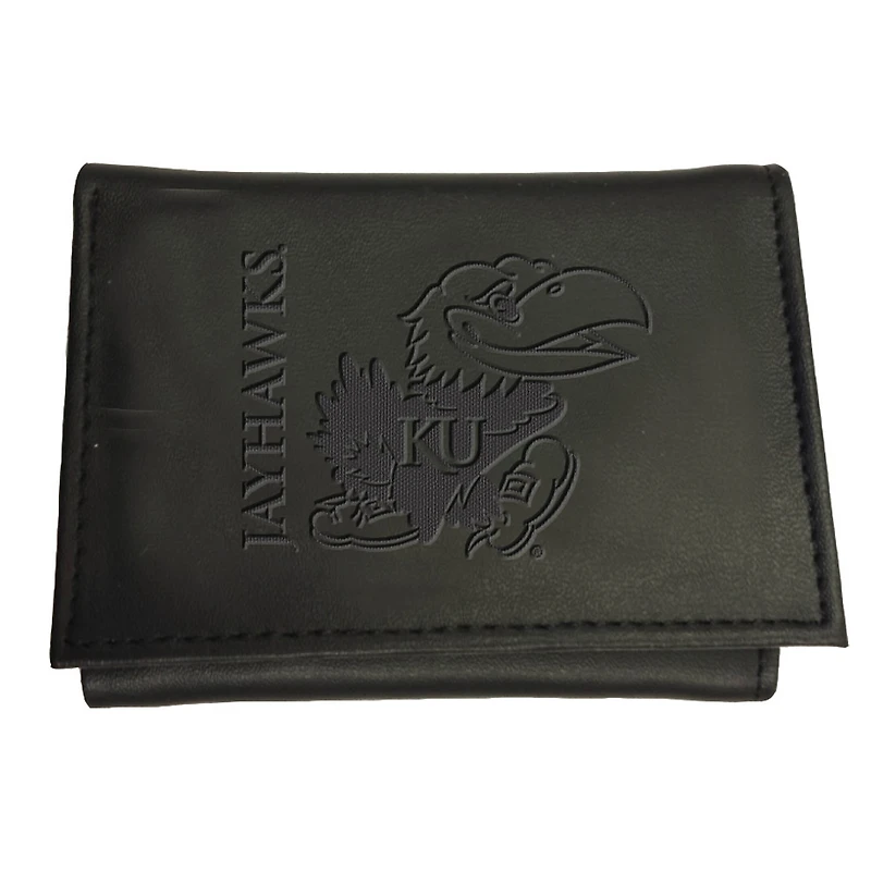 Black Kansas Jayhawks Hybrid Tri-Fold Wallet
