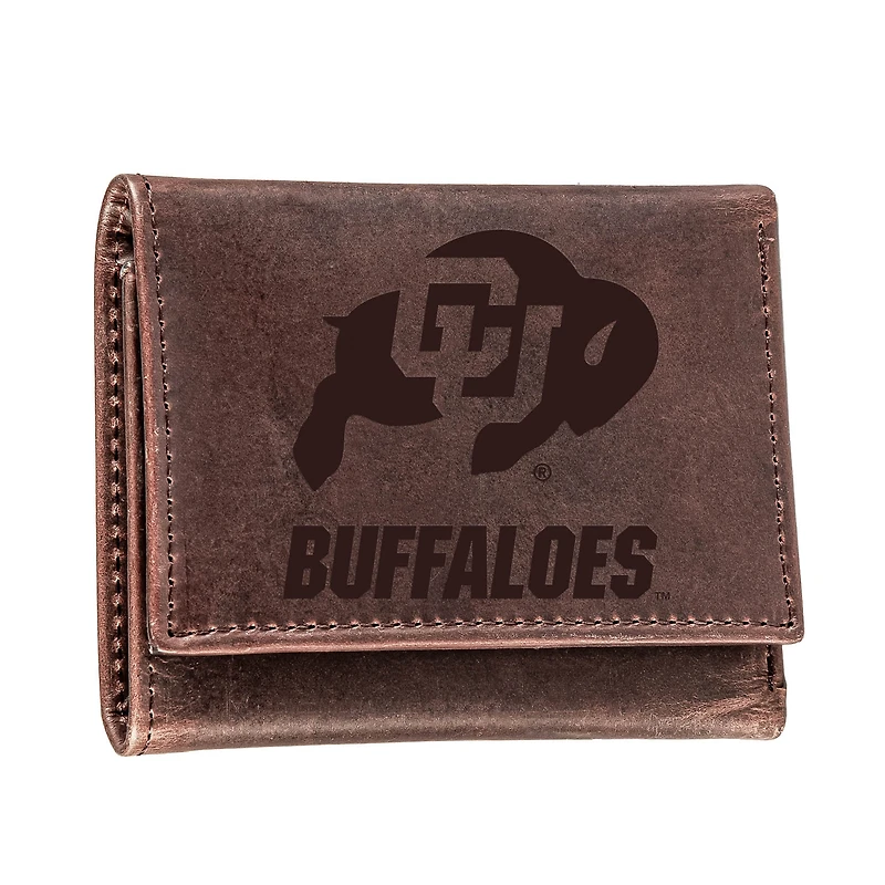Brown Colorado Buffaloes Leather Tri-Fold Wallet