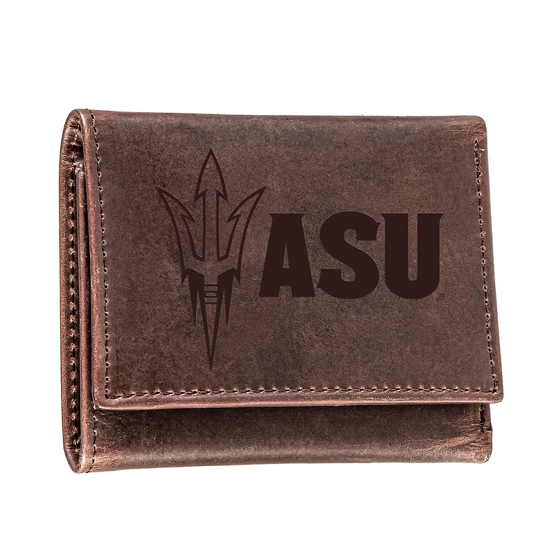 Brown Arizona State Sun Devils Leather Tri-Fold Wallet