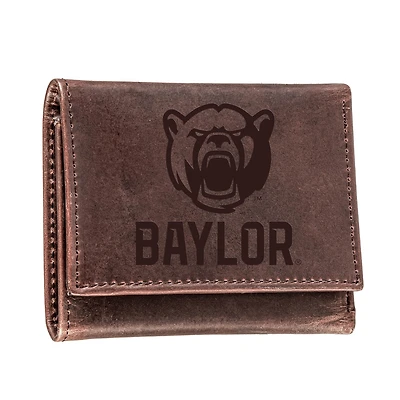 Brown Baylor Bears Leather Tri-Fold Wallet