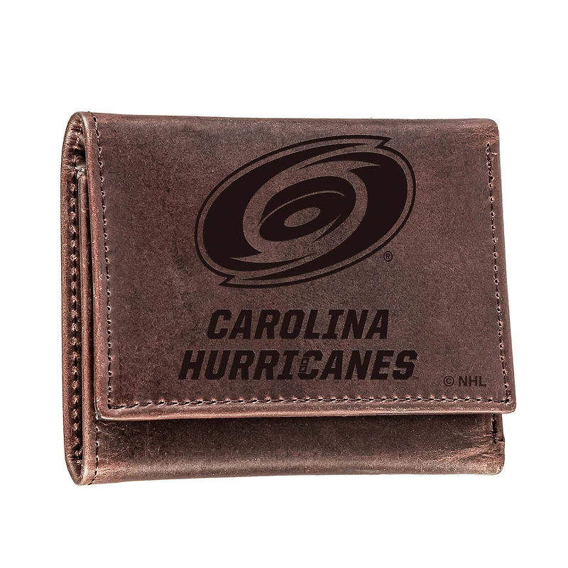 Brown Carolina Hurricanes Leather Tri-Fold Wallet