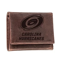 Brown Carolina Hurricanes Leather Tri-Fold Wallet