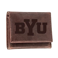 Brown BYU Cougars Leather Tri-Fold Wallet