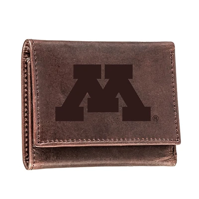Brown Minnesota Golden Gophers Leather Tri-Fold Wallet