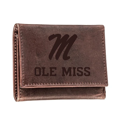 Brown Ole Miss Rebels Leather Tri-Fold Wallet