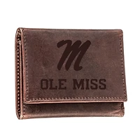 Brown Ole Miss Rebels Leather Tri-Fold Wallet