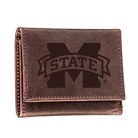 Brown Mississippi State Bulldogs Leather Tri-Fold Wallet