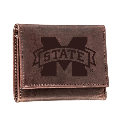 Brown Mississippi State Bulldogs Leather Tri-Fold Wallet