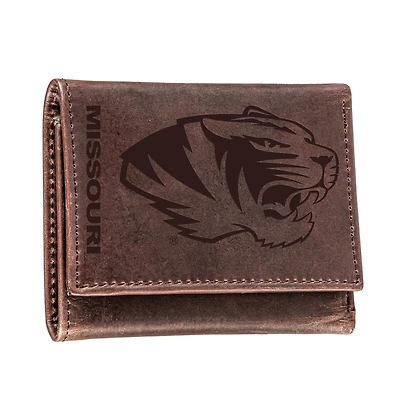 Brown Missouri Tigers Leather Tri-Fold Wallet