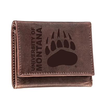 Brown Montana Grizzlies Leather Tri-Fold Wallet