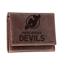 Brown New Jersey Devils Leather Tri-Fold Wallet