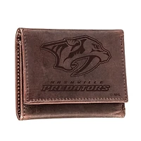 Brown Nashville Predators Leather Tri-Fold Wallet