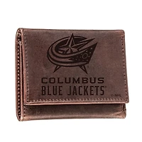Brown Columbus Blue Jackets Leather Tri-Fold Wallet