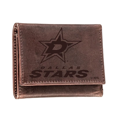 Brown Dallas Stars Leather Tri-Fold Wallet