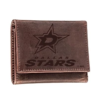 Brown Dallas Stars Leather Tri-Fold Wallet