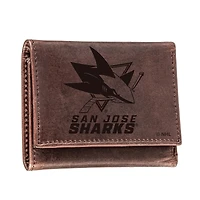 Brown San Jose Sharks Leather Tri-Fold Wallet
