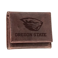 Brown Oregon State Beavers Leather Tri-Fold Wallet
