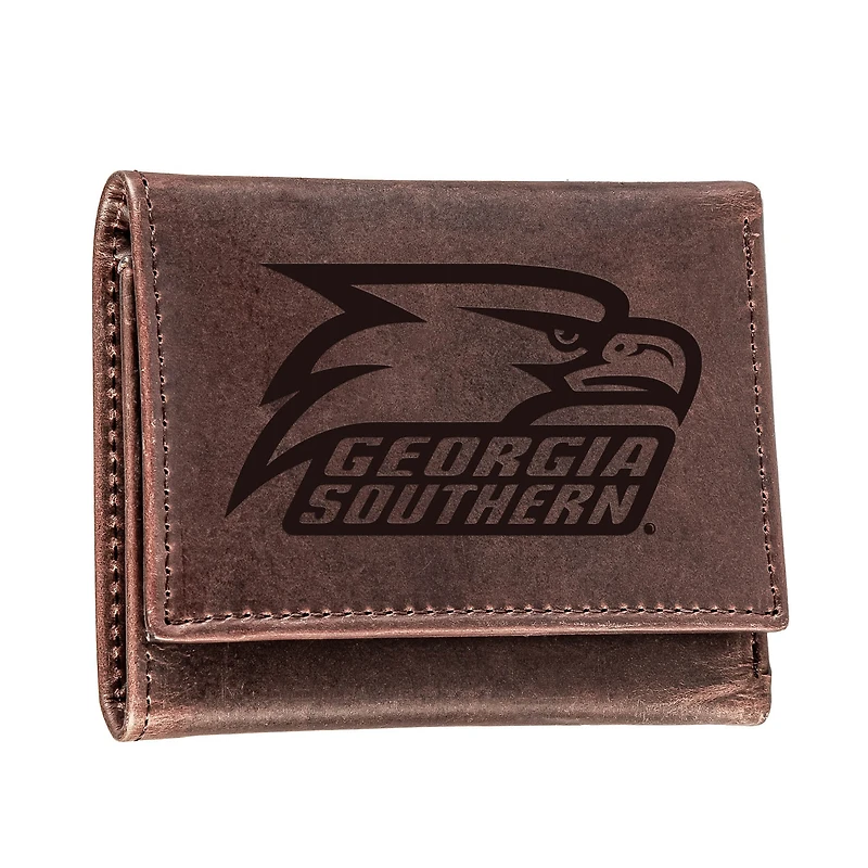 Brown Georgia Southern Eagles Leather Tri-Fold Wallet