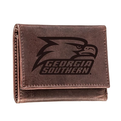 Brown Georgia Southern Eagles Leather Tri-Fold Wallet