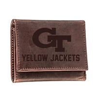 Brown Georgia Tech Yellow Jackets Leather Tri-Fold Wallet