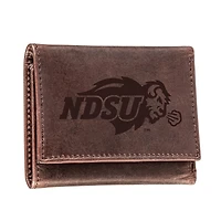 Brown NDSU Bison Leather Tri-Fold Wallet