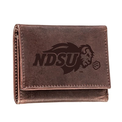 Brown NDSU Bison Leather Tri-Fold Wallet