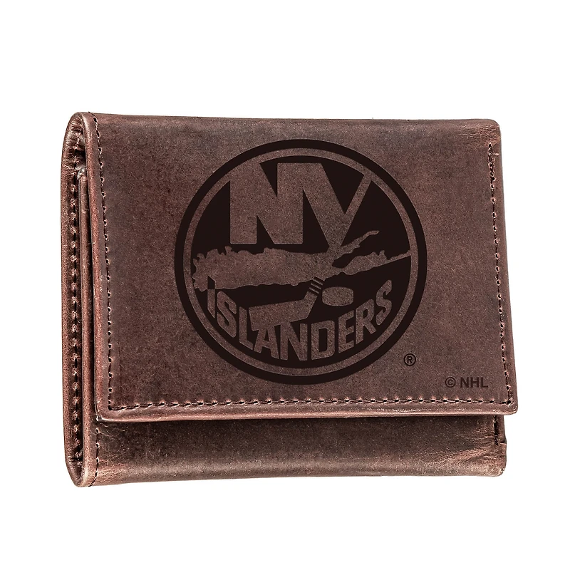 Brown New York Islanders Leather Tri-Fold Wallet