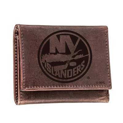 Brown New York Islanders Leather Tri-Fold Wallet
