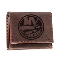 Brown New York Islanders Leather Tri-Fold Wallet