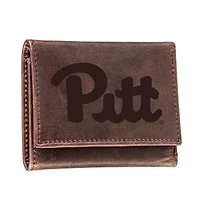 Brown Pitt Panthers Leather Tri-Fold Wallet