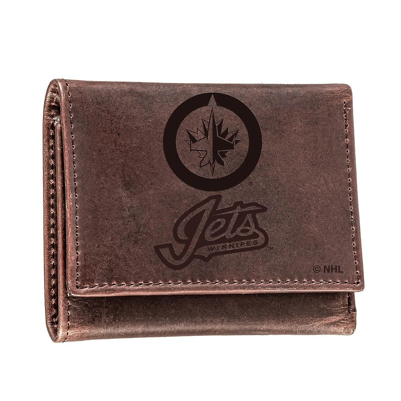 Brown Winnipeg Jets Leather Tri-Fold Wallet