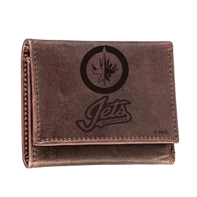 Brown Winnipeg Jets Leather Tri-Fold Wallet