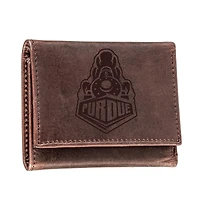 Brown Purdue Boilermakers Leather Tri-Fold Wallet