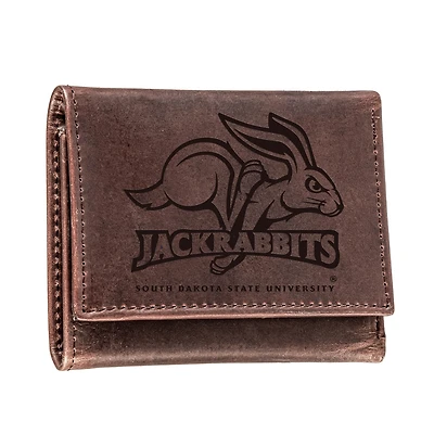 Brown South Dakota State Jackrabbits Leather Tri-Fold Wallet