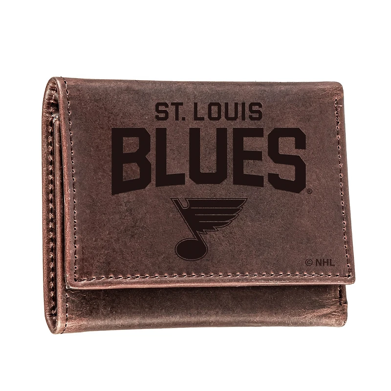 Brown St. Louis Blues Leather Tri-Fold Wallet