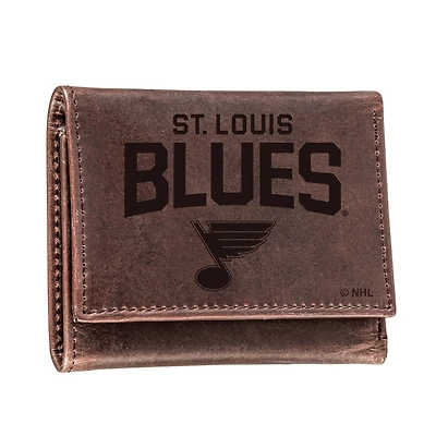 Brown St. Louis Blues Leather Tri-Fold Wallet