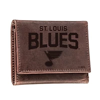 Brown St. Louis Blues Leather Tri-Fold Wallet