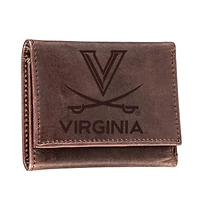 Brown Virginia Cavaliers Leather Tri-Fold Wallet