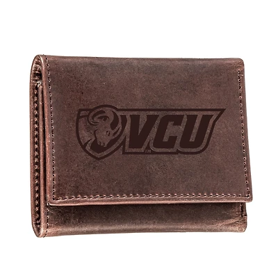 Brown VCU Rams Leather Tri-Fold Wallet