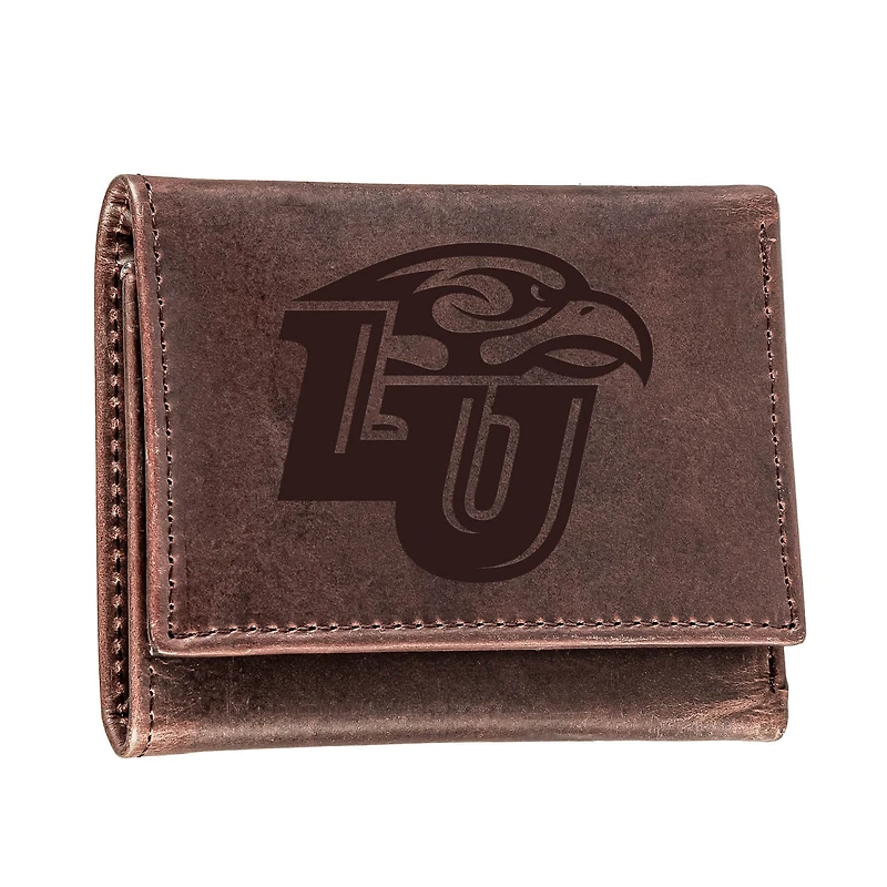 Brown Liberty Flames Leather Tri-Fold Wallet